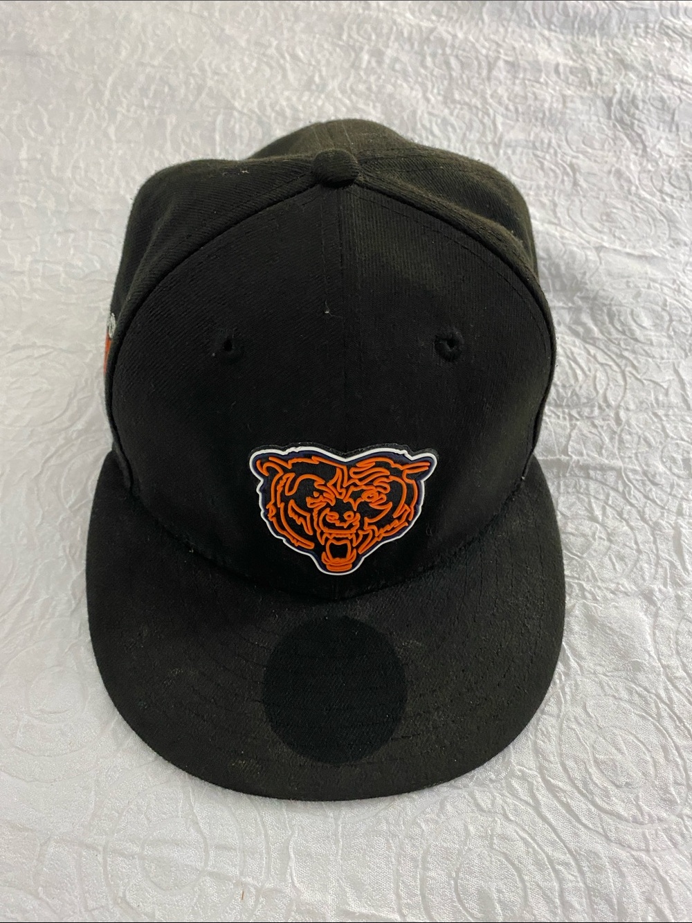 Black Snapback Hat with Orange Bear Logo
